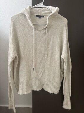 American Eagle Cream Oversized Knit Hoodie Sweater - XS